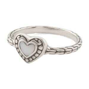 NWT ANNIKA WITT Sterling Silver Mother of Pearl Heart Valentines Ring Gift Sz 7